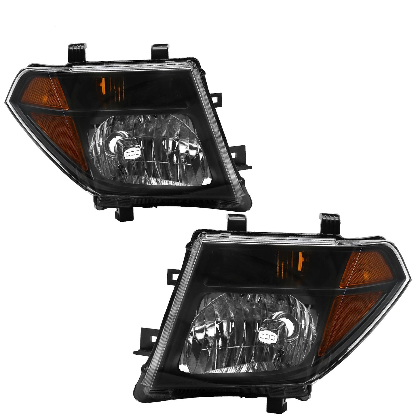 Pair of headlights for 2005-2008, NISSAN, FRONTIER US Halogen Assembly white lampshade black frame yellow reflector without bulb