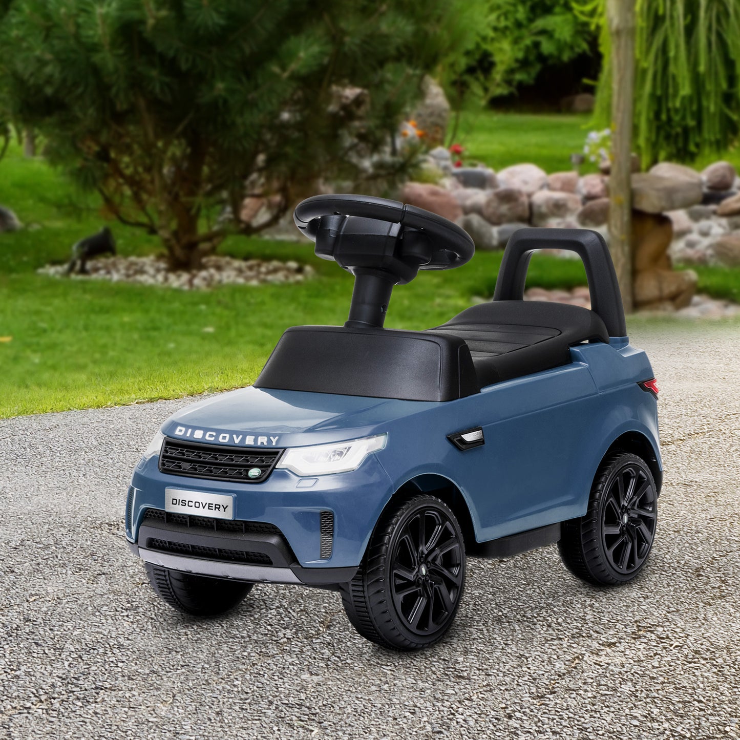 Qaba Land Rover Licensed 6V Ride on Push Car, 2 in 1 Sliding Car, Battery Powered Electric Car for Kids with Headlights Music Horn for 18-60 Months, Light Blue