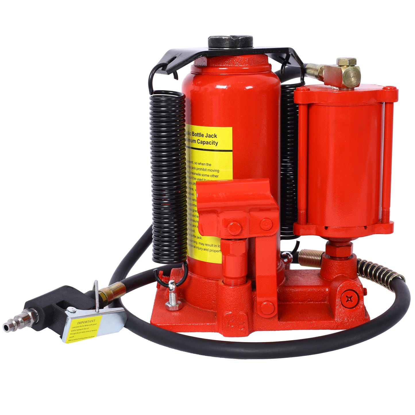 Air Hydraulic Bottle Jack, 12 Ton/24000 LBS All Welded Bottle Jack, 9.8-19.3 inch Lifting Range, Manual Handle and Air Pump, for Car, Pickup, Truck, RV, Auto Repair, Industrial Engineering ,Red