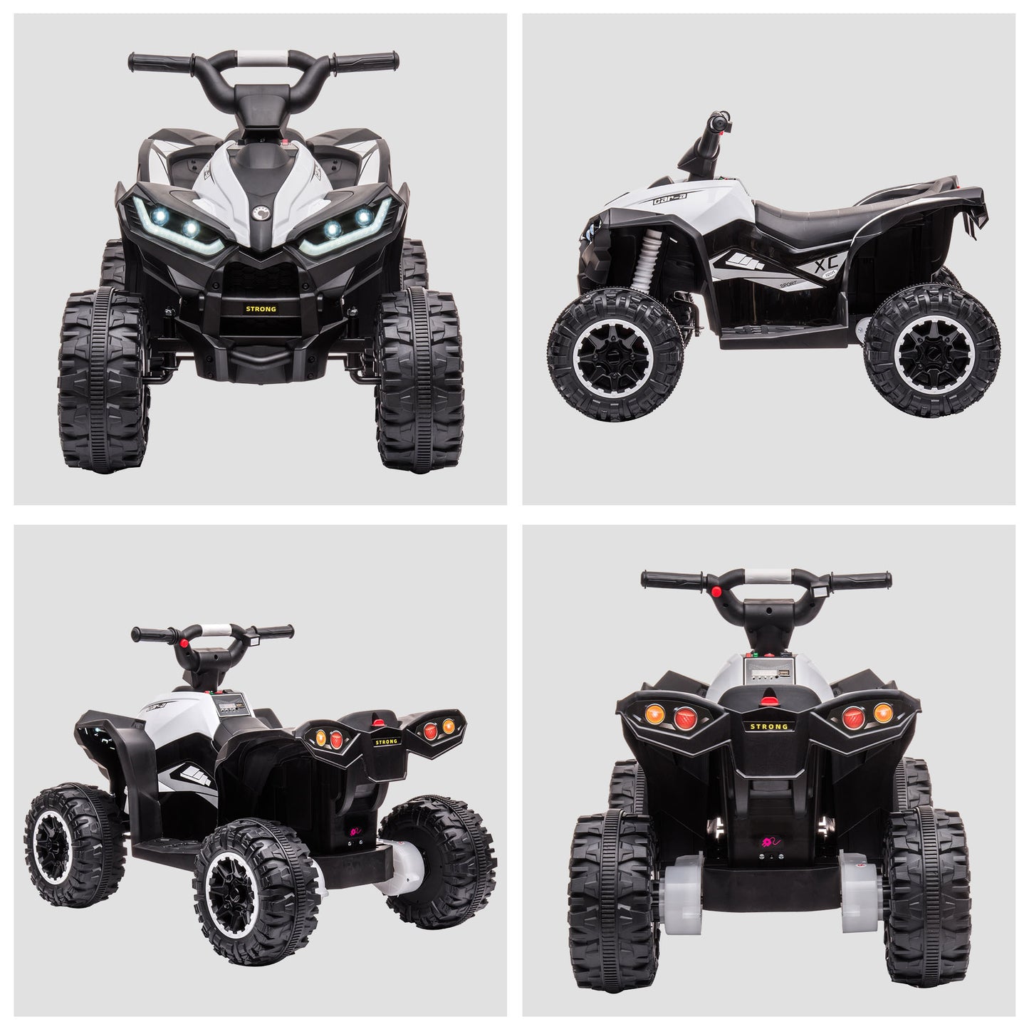 12V Kids ATV Quad Car with Forward & Backward Function, Four Wheeler for Kids with Wear-Resistant Wheels, Music, Electric Ride-on ATV for Toddlers Ages 3+ Years Old, White