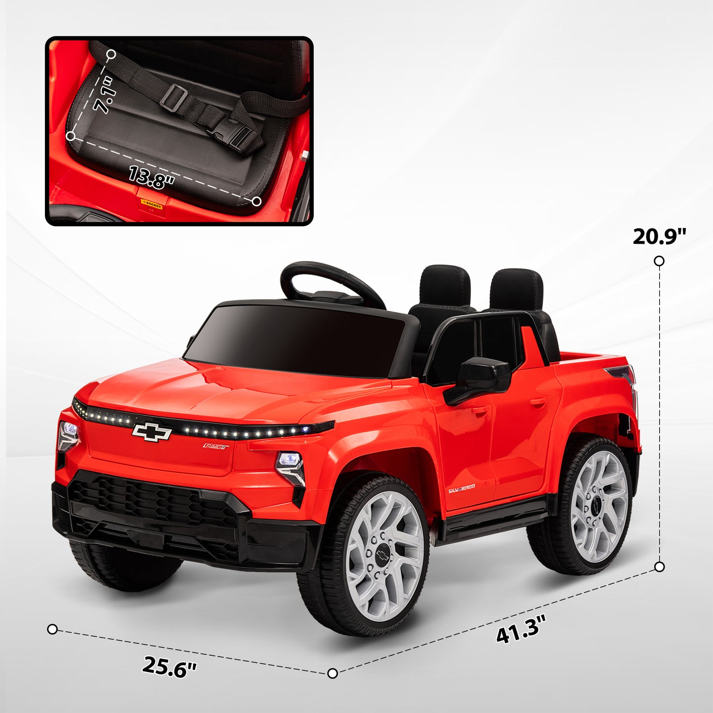 Qaba 12V Kids Electric Car, Chevrolet Silverado EV RST Licensed Ride on Car with Parent Remote Control, Spring Suspension, Soft Start, Training Wheels, LED Lights, Music, MP3, 3 Speed, Red