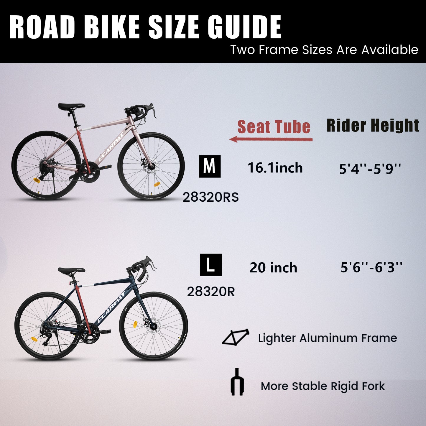 A28320RL 700C Road Bike, 16-Speed Outdoor Bike Disc Brakes, Light Weight Aluminum Frame ,Racing Bike City Commuting Road Bicycle L Size for Men Women