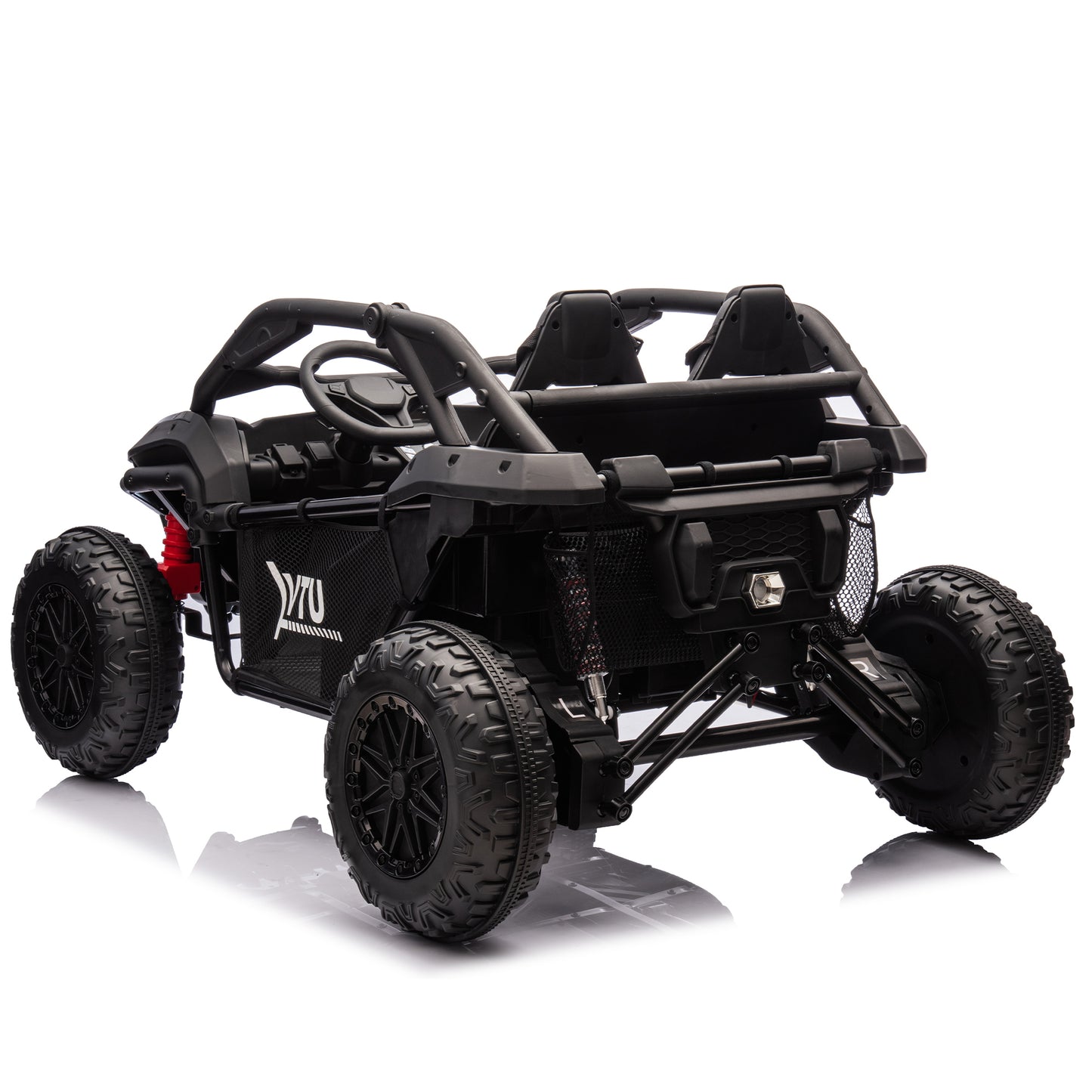 24V Two-seater Kids Ride On UTV w/Parents Control,20in seat width,400W Super high power,Four-wheel Suspension,Bluetooth,MP3,USB,LED Light,Horn,Rear storage space,Speeds 3.73-4.97MPH For Kids aged 3+.