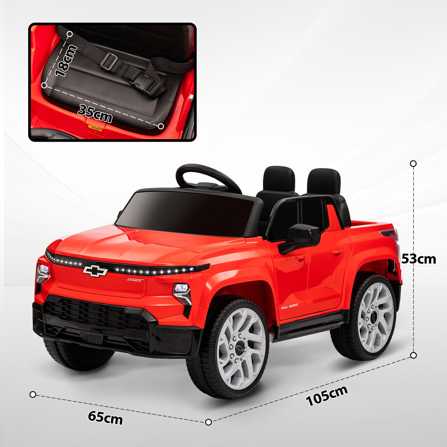 Qaba 12V Kids Electric Car, Chevrolet Silverado EV RST Licensed Ride on Car with Parent Remote Control, Spring Suspension, Soft Start, Training Wheels, LED Lights, Music, MP3, 3 Speed, Red