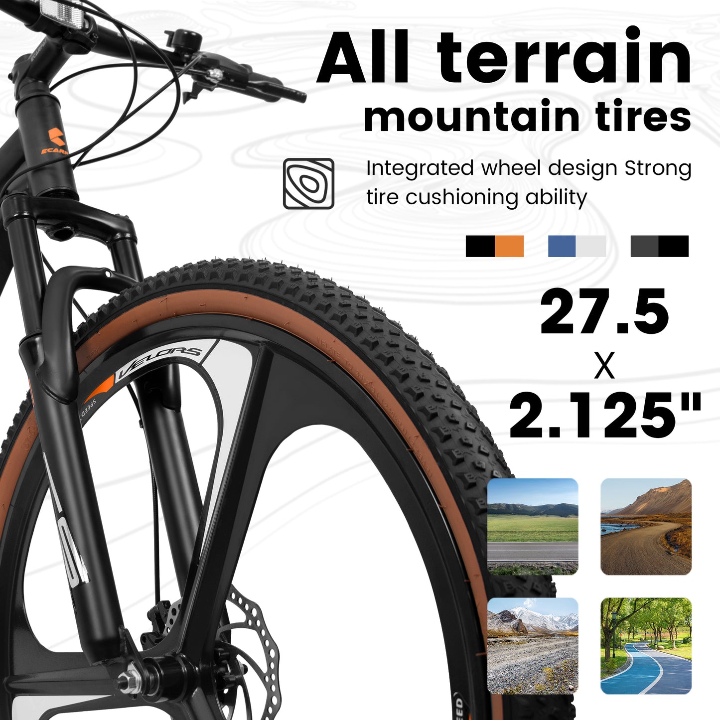 A27301M Ecarpat Mountain Bike 27.5 Inch Wheels, 21 Speed Road Bicycle with Dual Disc Brakes for Men and Women,High Carbon Steel Frame Front Fork Bicycles, Adult Faster Racing Bike