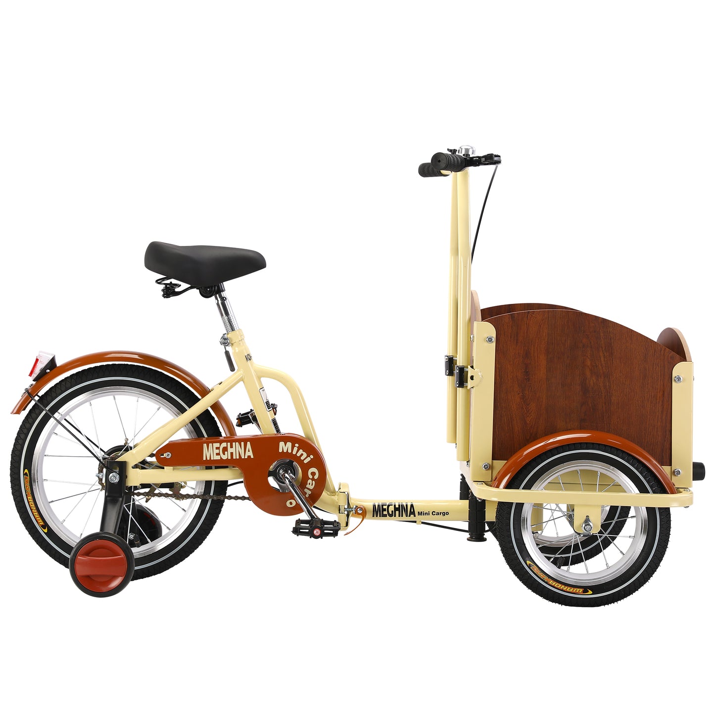 Foldable Tricycle for Kids Ages 6-12,Mini Cargo Bike,Pet Bike,Reverse Tricycle,Outdoor Parent-Child Bike for travel,With Cargo Basket and Training Wheels.