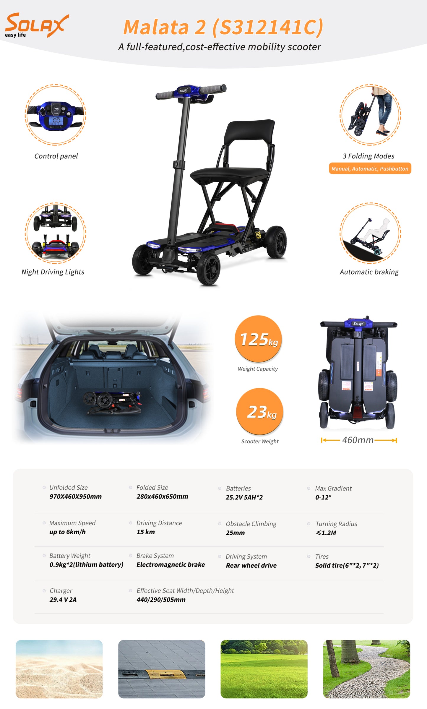 SOLAX 4-Wheel Remote Folding Mobility Scooter for Adults and Seniors, super lightweight and compact plus NFC Electric Foldable Mobility Scooter With Suspenion capacity.