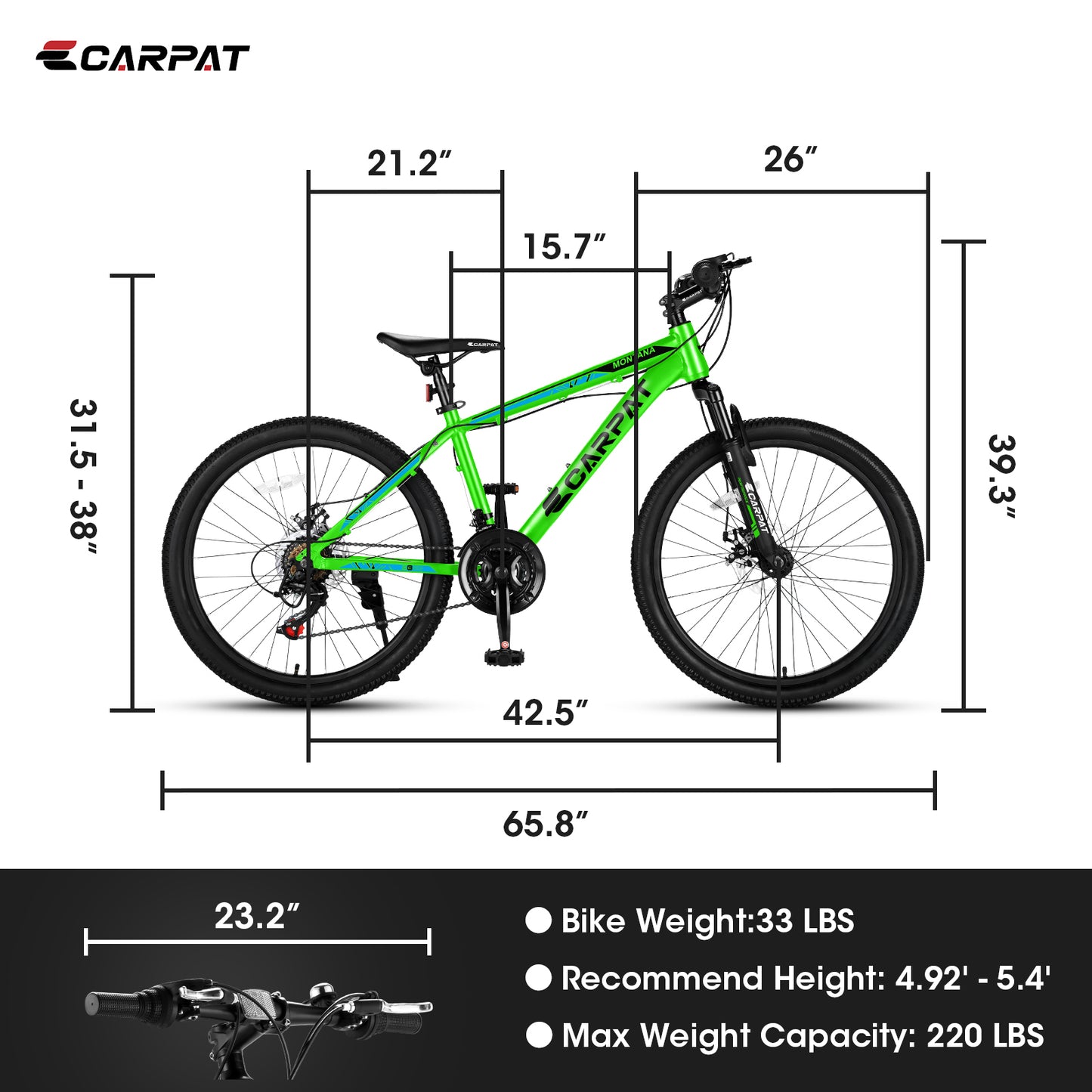 A24299 24 inch Mountain Bike Bicycle for Adults Aluminium Frame Bike Shimano 21-Speed with Disc Brake