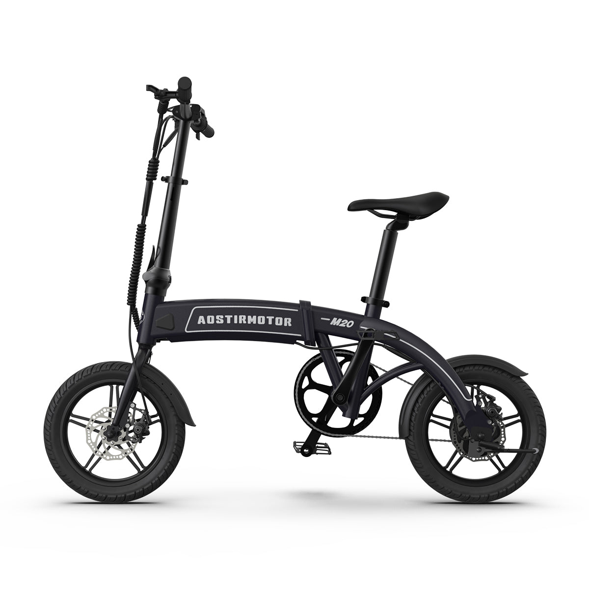 Aostirmotor 14' Electric Bike,350W 7.5Ah/36V E Bike, Lightweight Folding Electric Bicycles for Adult(BLACK)