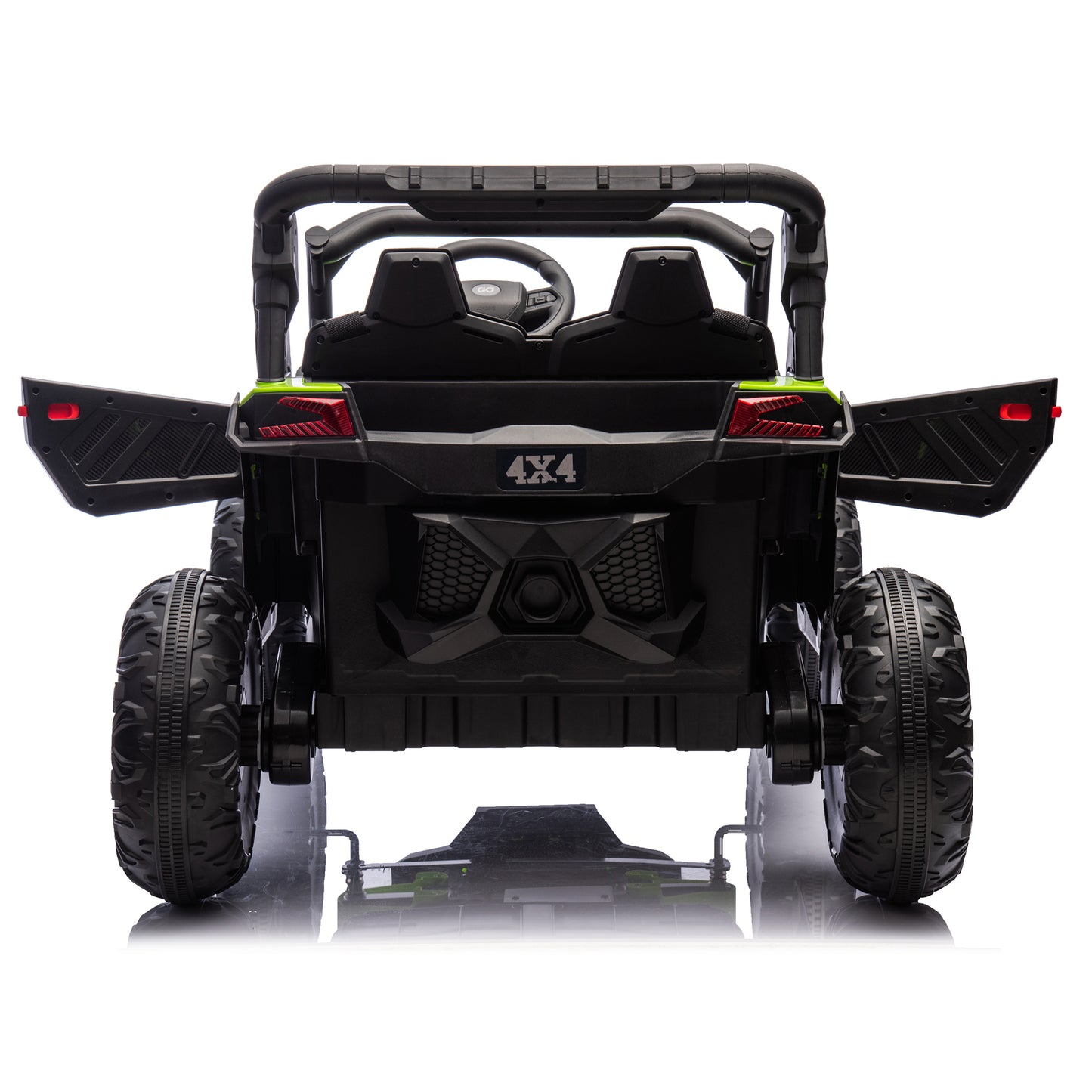 24V Two-Seater Kids Ride On UTV W/Parents Remote Control,Four-Wheel Suspension,Slow Start,Large wheel design,Anti-collision bar,Storage space,Music,USB,Bluetooth,Volume control,LED lights for Kids 3+.