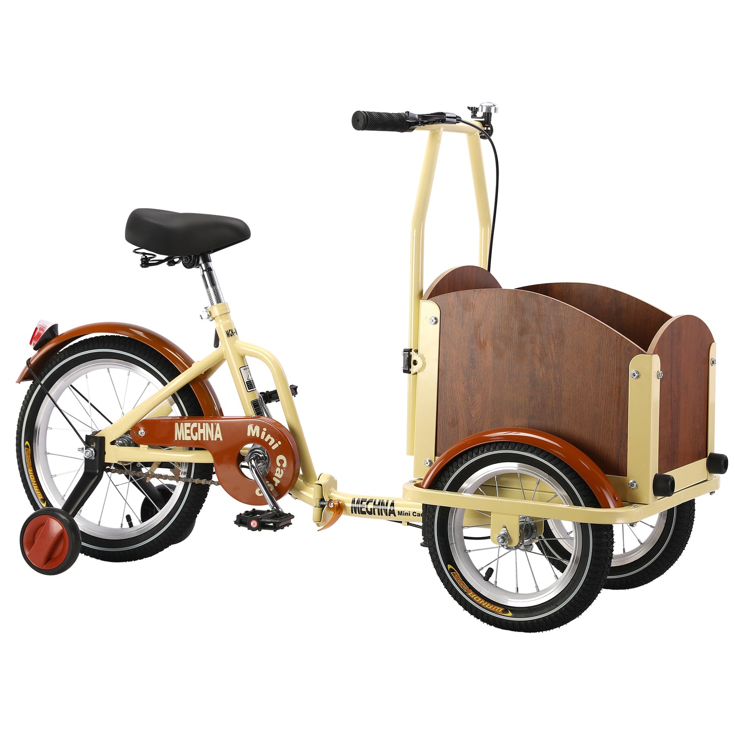 Foldable Tricycle for Kids Ages 6-12,Mini Cargo Bike,Pet Bike,Reverse Tricycle,Outdoor Parent-Child Bike for travel,With Cargo Basket and Training Wheels.