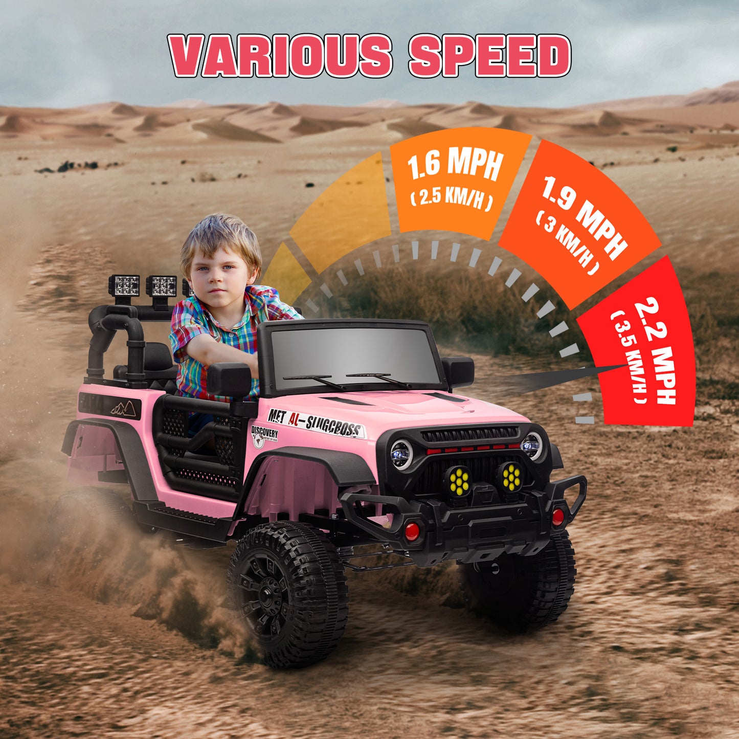 Qaba 12V Ride on Truck, Electric Car for Kids, Battery Powered Ride on Car, Parent Remote, 4 Suspension Wheels, Music Horn LED Lights, Pink