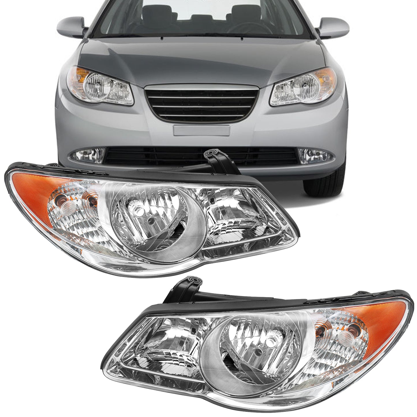 Fit For Hyundai, Elantra, 2007-2010 Headlights, American version, Halogen, with bulb