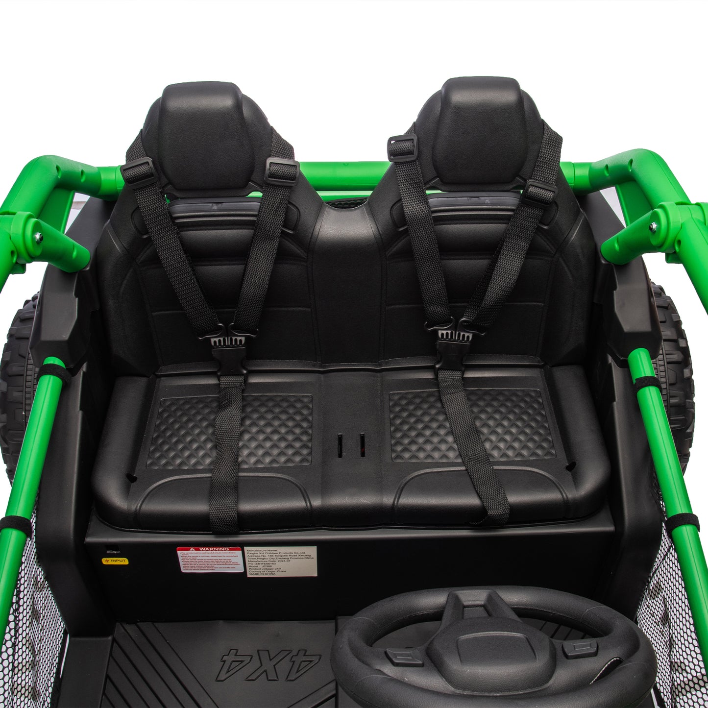 24V Two-seater Kids Ride On UTV w/Parents Control,20in seat width,400W Super high power,Four-wheel Suspension,Bluetooth,MP3,USB,LED Light,Horn,Rear storage space,Speeds 3.73-4.97MPH For Kids aged 3+.