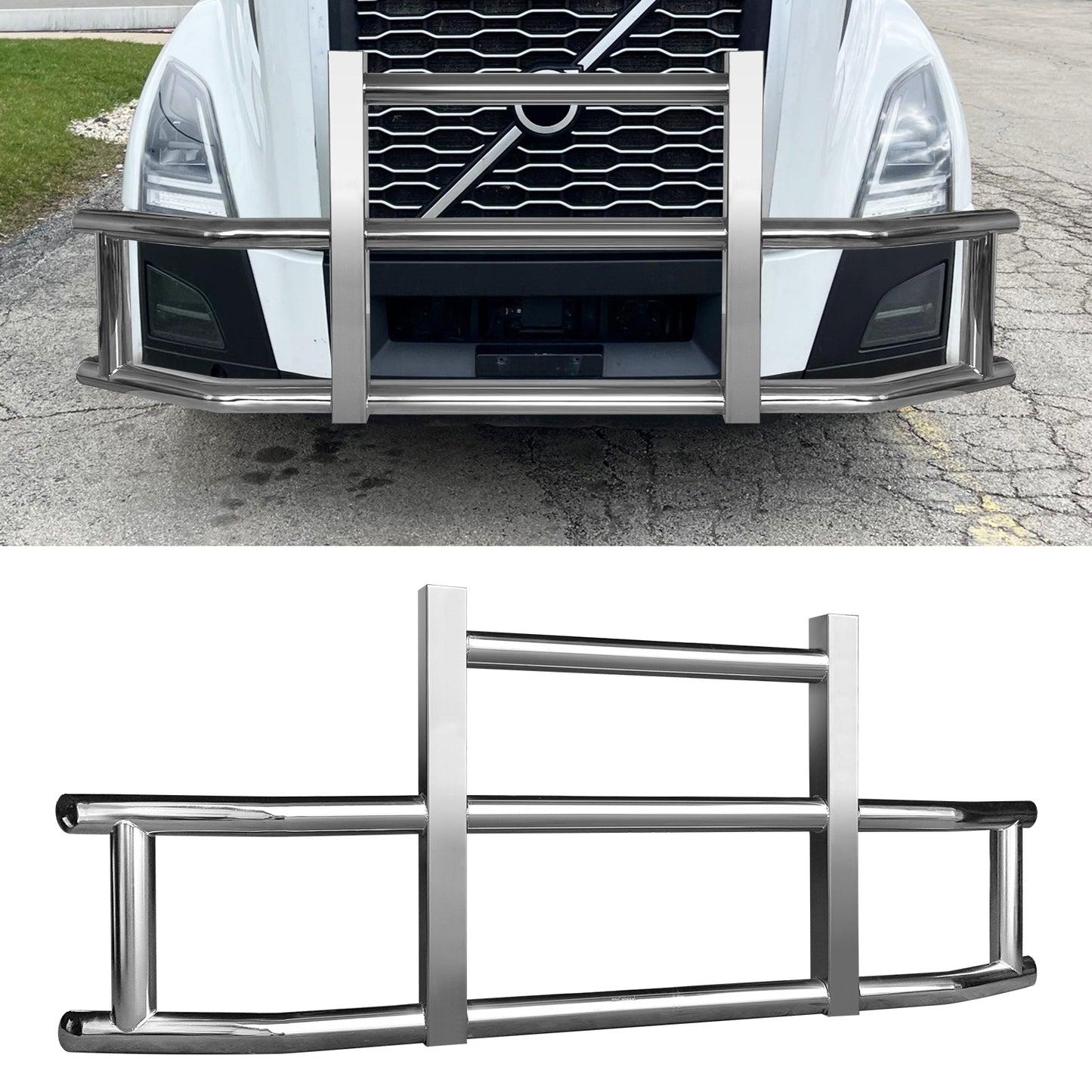 Stainless Steel Deer Guard Bumper for Volvo VN/VNL 2018-2022 with brackets