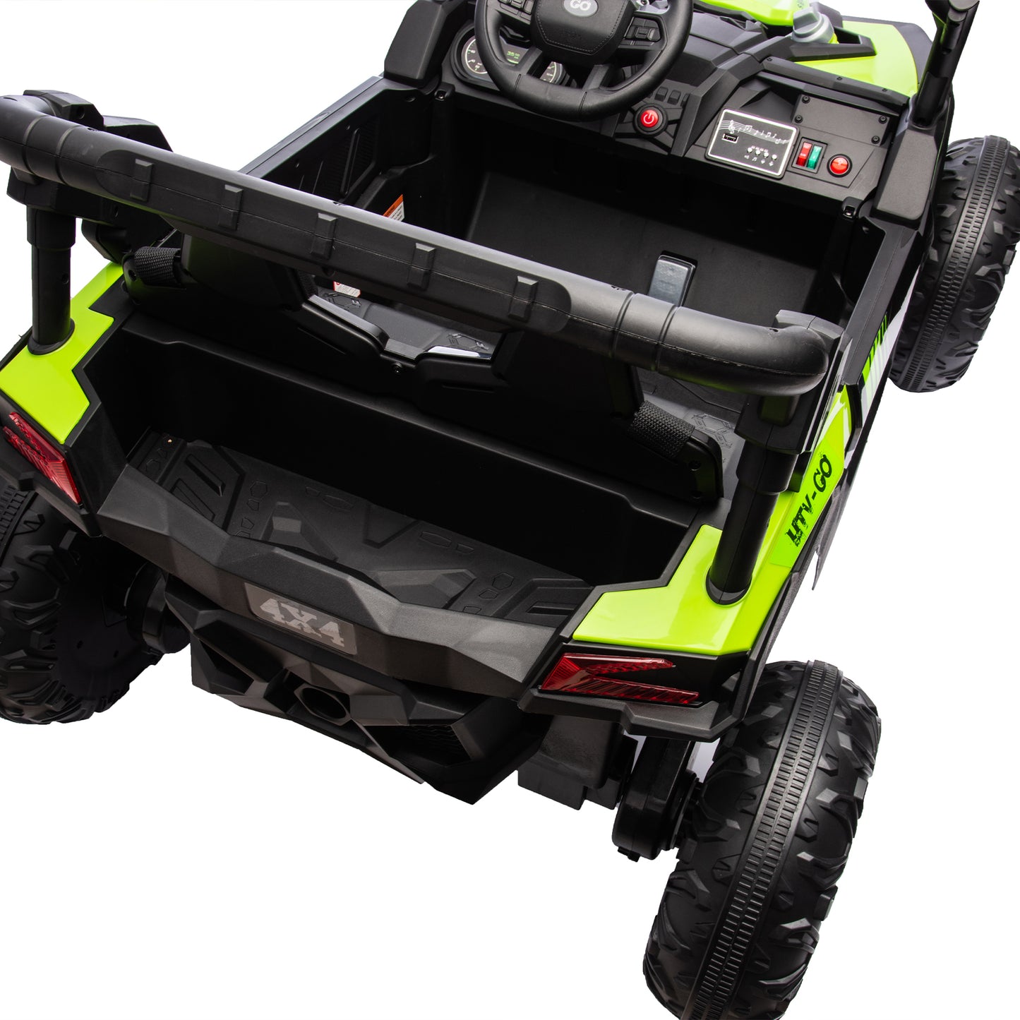 24V Two-Seater Kids Ride On UTV W/Parents Remote Control,Four-Wheel Suspension,Slow Start,Large wheel design,Anti-collision bar,Storage space,Music,USB,Bluetooth,Volume control,LED lights for Kids 3+.