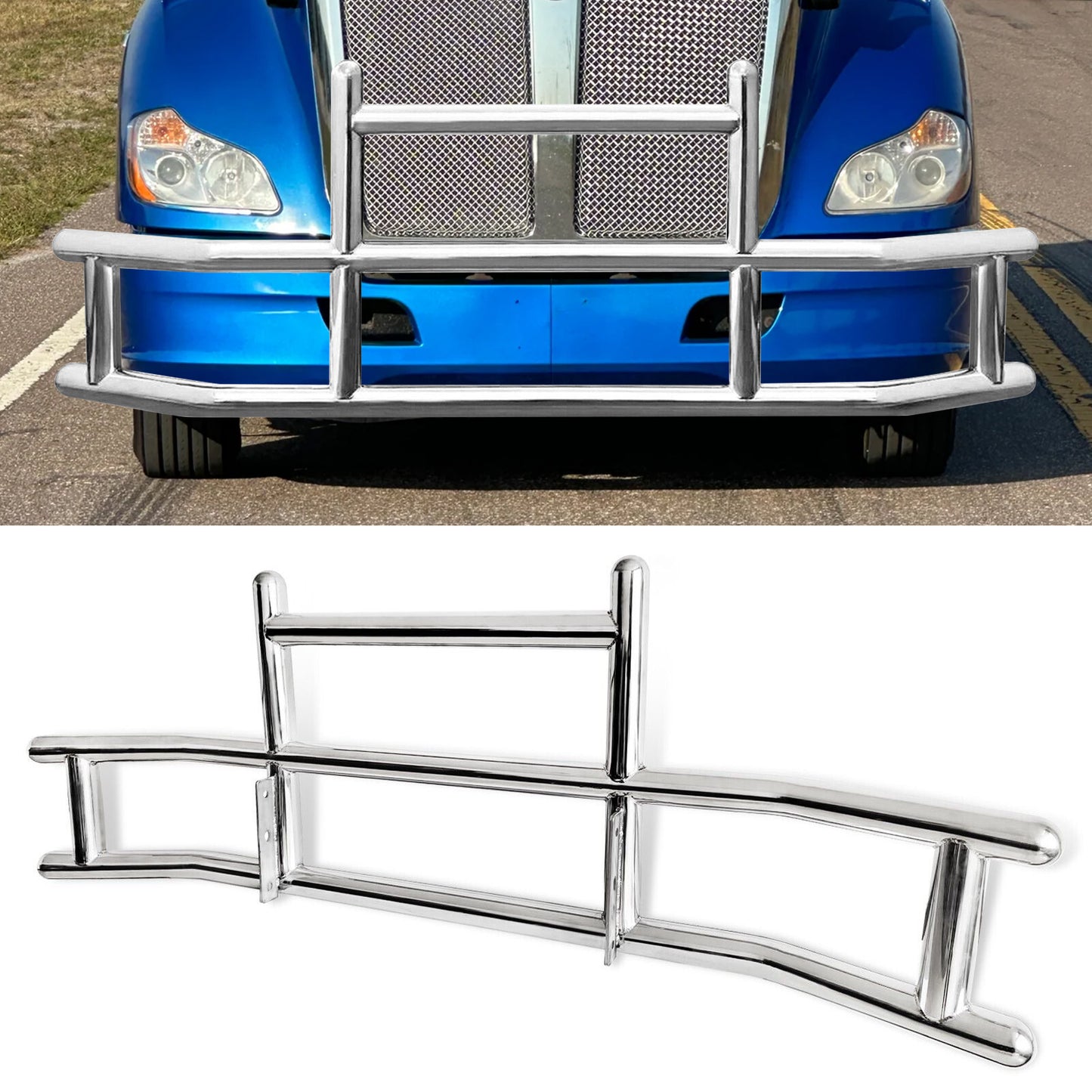 Front Bumper Deer Guard for Kenworth T660 T680 2008-2021 with Bracket G04018