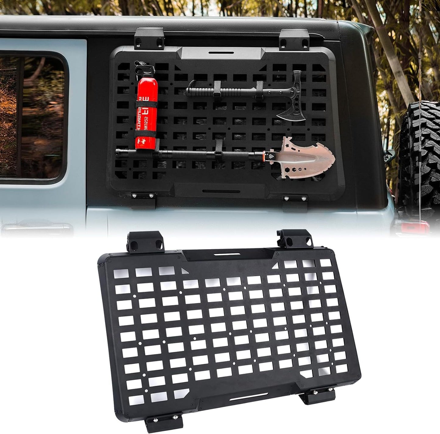 Rear Window Molle Panel Modular Storage Panel System Rear Window Protective Decoration for 2018-2023 Jeep Wrangler JL 4 Doors, Driver side