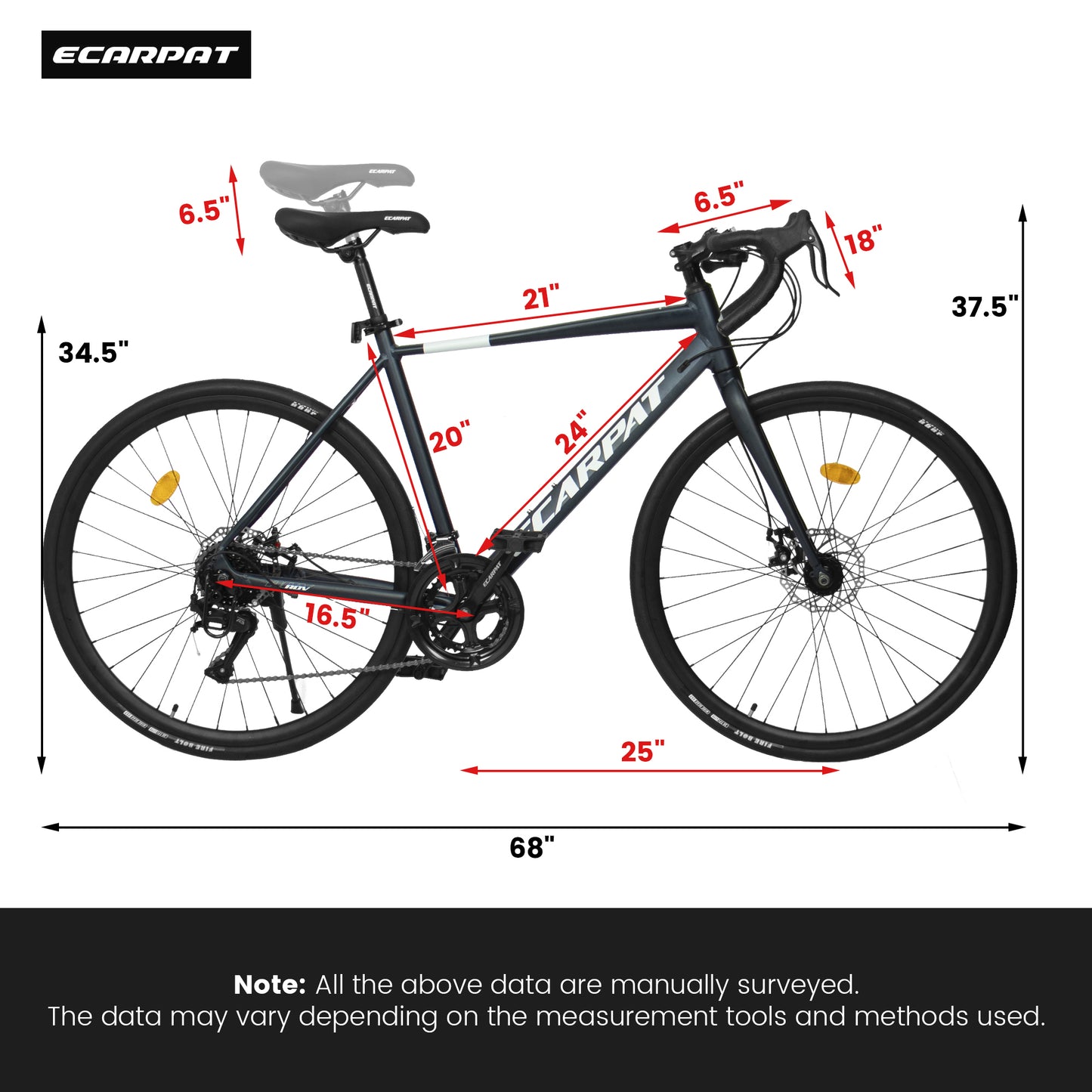 A28320RL 700C Road Bike, 16-Speed Outdoor Bike Disc Brakes, Light Weight Aluminum Frame ,Racing Bike City Commuting Road Bicycle L Size for Men Women