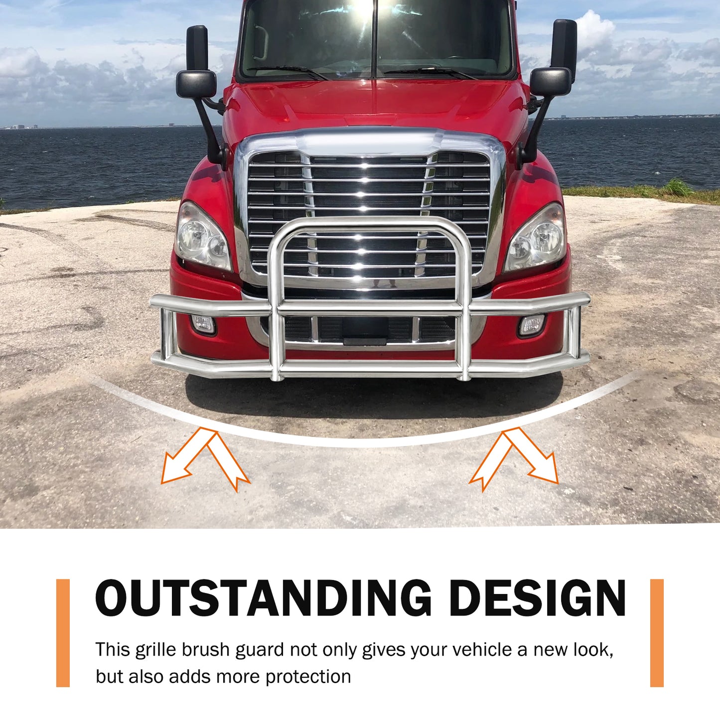 Front Bumper Deer Guard for Freightliner Cascadia 2008-2017 with Bracket G04020