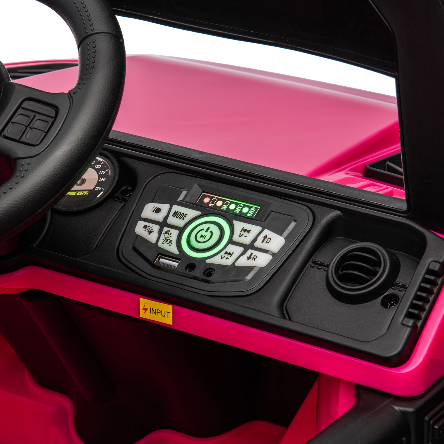 24V Ride On Large PickUp Truck car for Kids,ride On 4WD Toys with Remote Control,Parents Can Assist in Driving,Bluetooth music version,Pickup truck design with spacious storage in the rear.