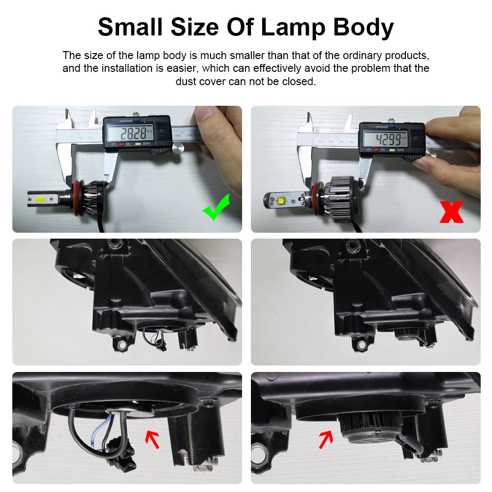 2PCS LED 12000LM/PAIR Mini Car Headlight Bulbs H1 H7 H8 H9 H11 Headlamps Kit 9005 HB3 9006 HB4 Auto Lamps 4300K 8000K