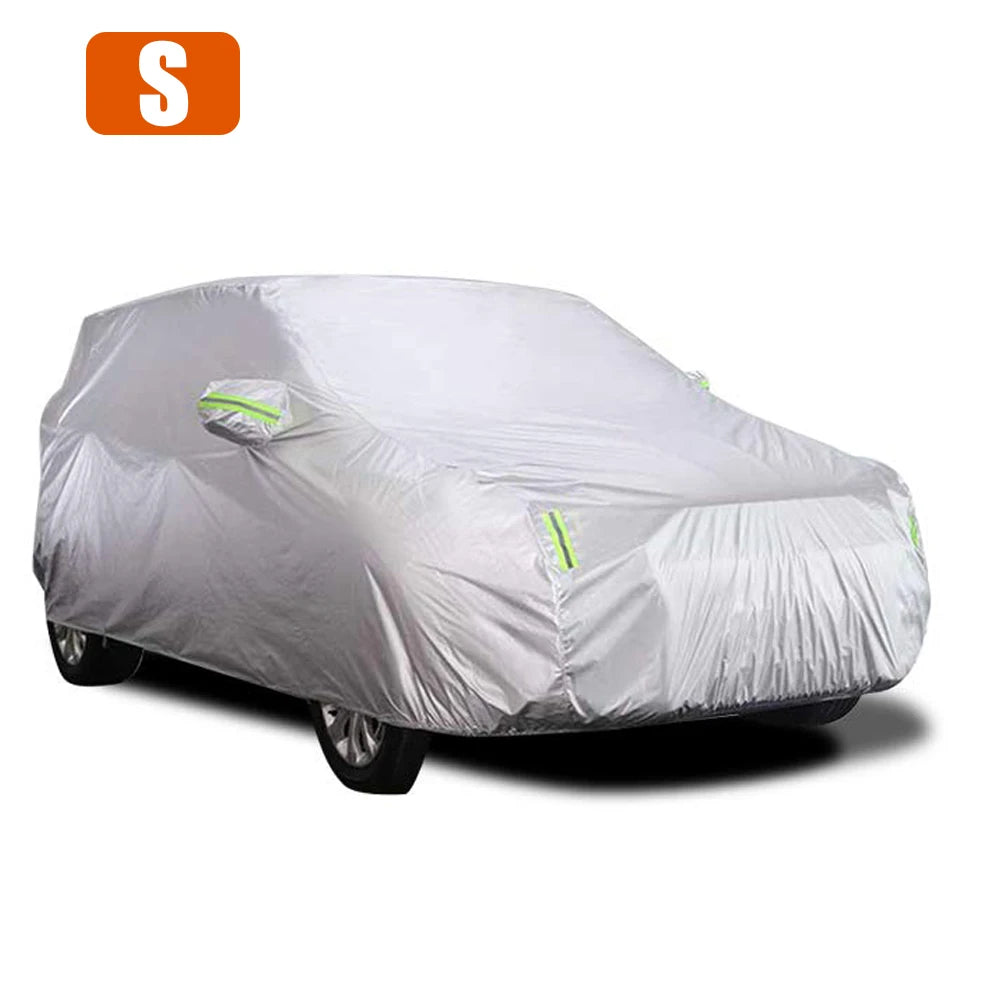 Universal Indoor Outdoor Car Cover Full Sedan Covers with Reflective Strip Sunscreen Protection Dustproof UV Scratch-Resistant