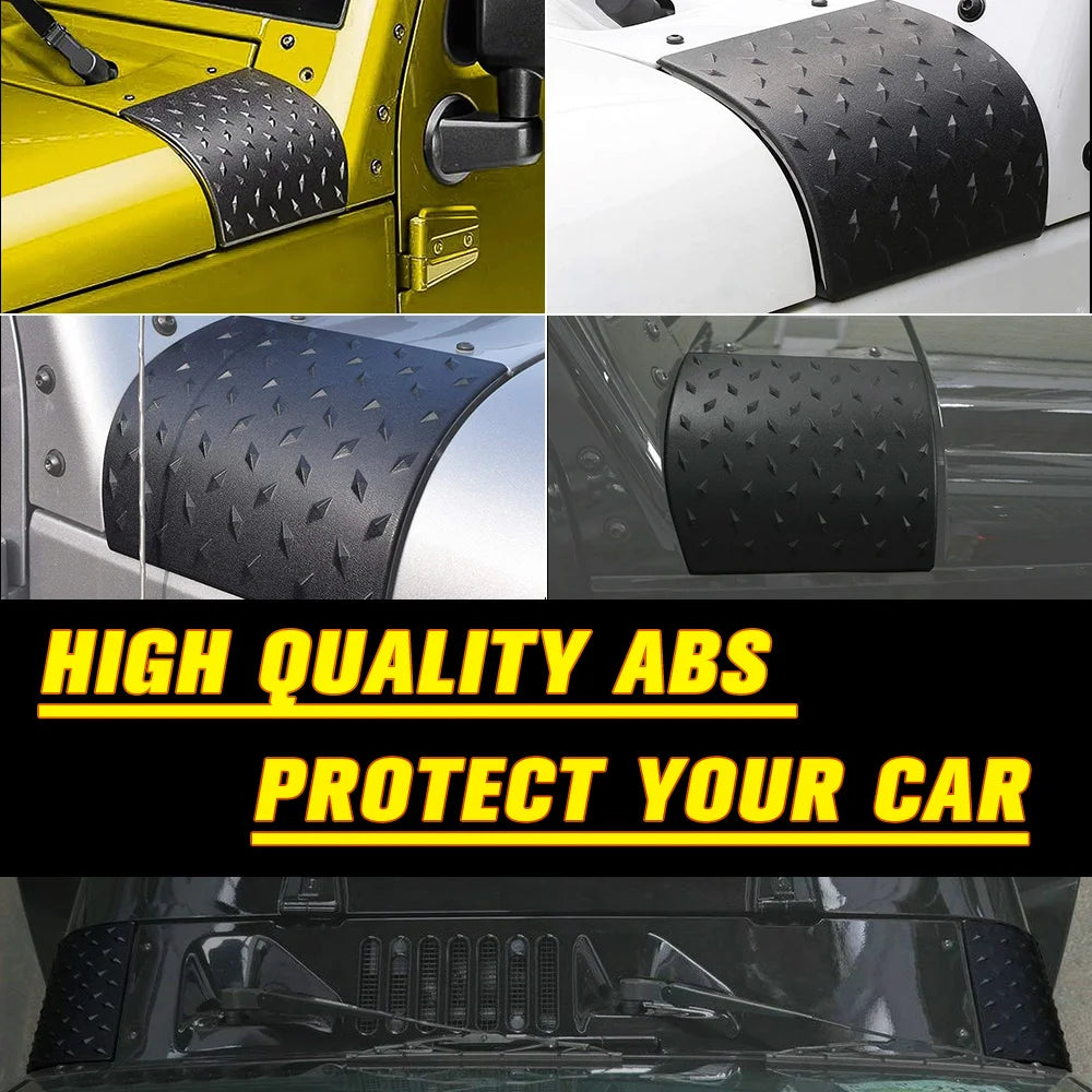 1Pair Black ABS Car Cowl Body Armor Outer Engine Hood Cowling Cover for Jeep Wrangler JK Rubicon Sahara Auto Styling Accessories