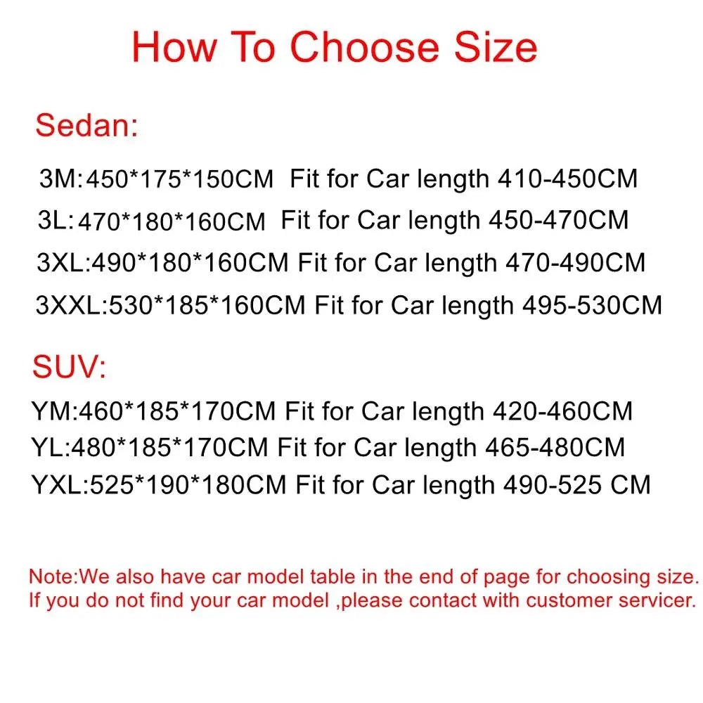 Fabric Full Car Covers Universal Breathable Waterproof Black Sun Protection Cover Dust Rain Snow Full Car Sedan SUV Protection