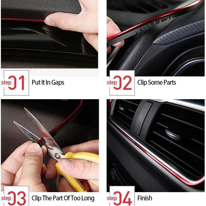 5M Interior Dashboard Moulding Trim Strips Car Sticker for BMW M Accessories 1 2 3 4 5 6 Series F30 F31 E87 F22 F46 F06 F40 E90