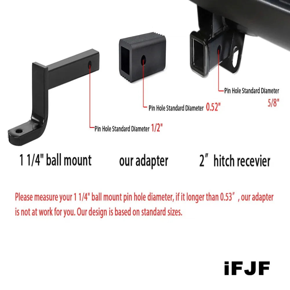 2" to 1-1/4" Hitch Receiver Adapter for Standard Hitch Adapter 2'' to 1 1/4'' Billet Aluminum (5cm to 3.175cm)