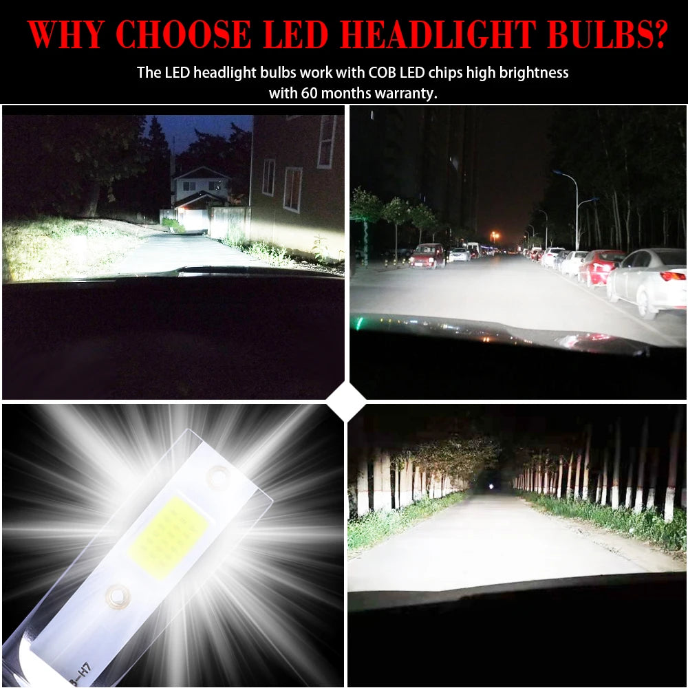 2PCS LED 12000LM/PAIR Mini Car Headlight Bulbs H1 H7 H8 H9 H11 Headlamps Kit 9005 HB3 9006 HB4 Auto Lamps 4300K 8000K