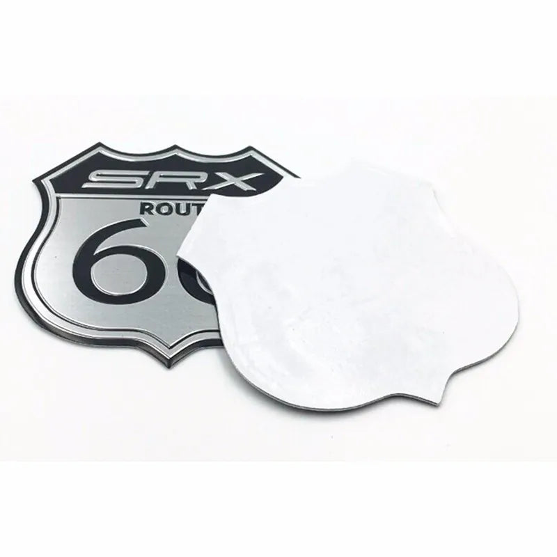 Car Emblem Badge Sticker Motorcycle Bike Helmet Decal Metal Route 66 For Cadillac XT4 XT5 US SRX Ford Buick Jeep GMC