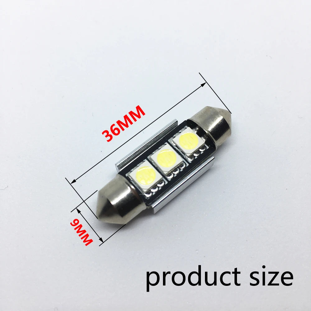 10pcs 36mm 39mm 41mm SMD 5050 LED White Blue Dome Festoon Car Light CANBUS Error Free C5W LED Lamp auto Bulb interior light 12V