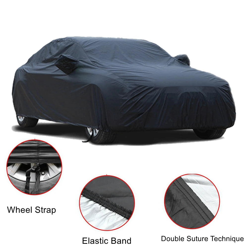 Fabric Full Car Covers Universal Breathable Waterproof Black Sun Protection Cover Dust Rain Snow Full Car Sedan SUV Protection
