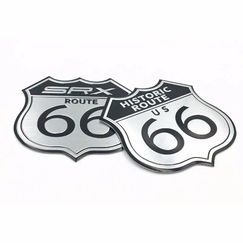 Car Emblem Badge Sticker Motorcycle Bike Helmet Decal Metal Route 66 For Cadillac XT4 XT5 US SRX Ford Buick Jeep GMC