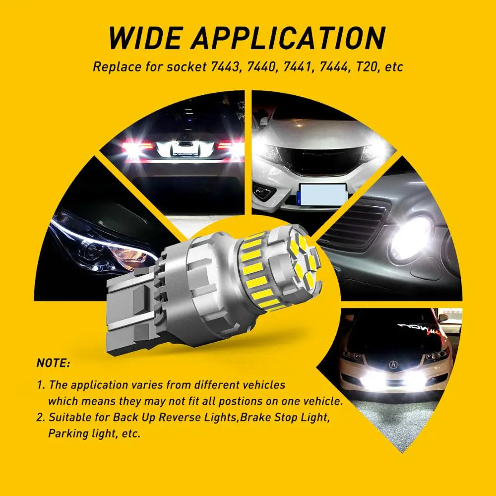 2Pcs T20 W21/5W 7443 7440 LED Canbus Light For Lada Kalina Granta Vesta DRL W21W WY21W LED Bulbs 6500K White Super Bright