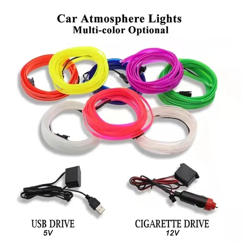 Car Interior Decorative Lamps Strips Atmosphere Lamp Cold Light Decorative Dashboard Console Auto LED Ambient Lights Car Styling