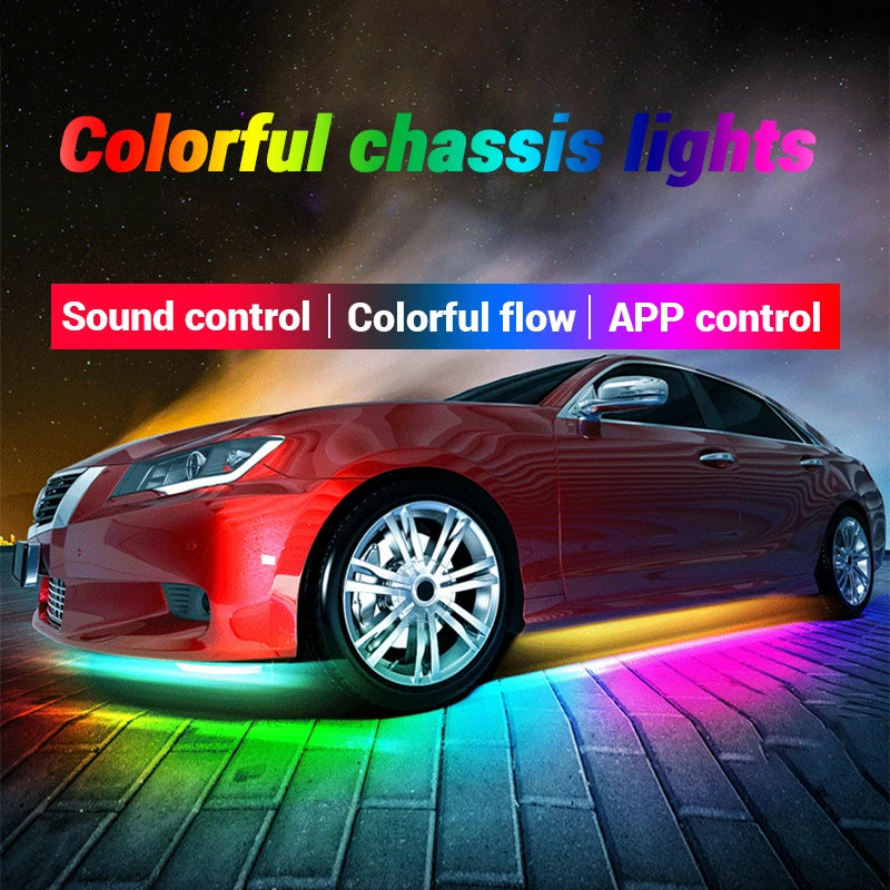 SEAMETAL Car Flexible Strip Light LED Underbody Remote/APP Control RGB Neon Light Dream Color Auto Decor Ambient Atmosphere Lamp