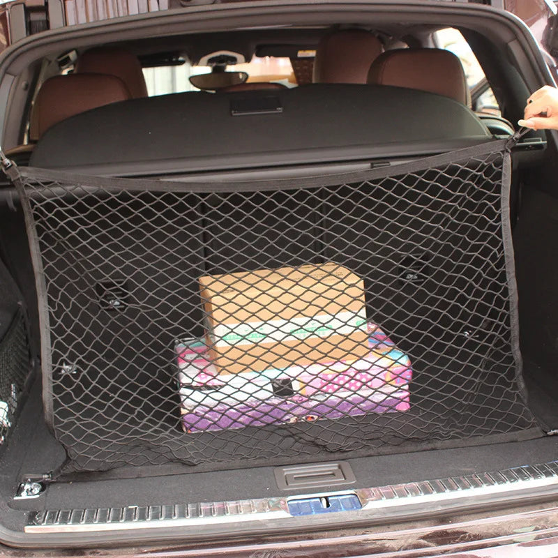 Adjustable 70*110 CM Universal Car Trunk Luggage Storage Cargo Net - Universal Stretchable Truck Net with 4 Hooks