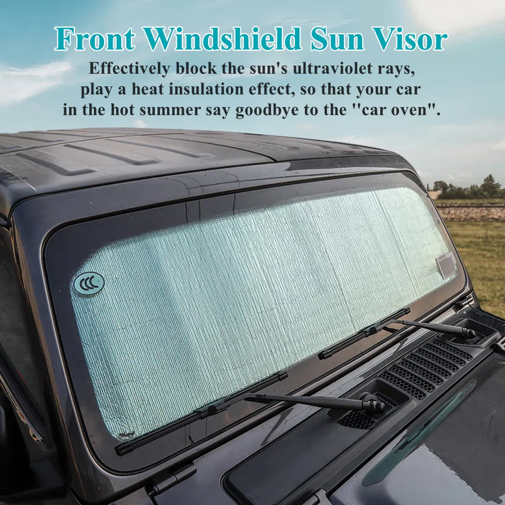 Car Front Window Anti UV Sun Windshield Sunshade Cover for Jeep Wrangler JL Gladiator JT 2018-2023 Auto Interior Accessories