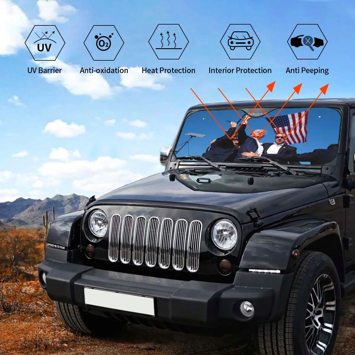 Donald Trump Shot Scene Windshield Sunshade 2024 Shooting at Trump Rally Car Front Window Visor Sun Visor Sunscreen Curtain