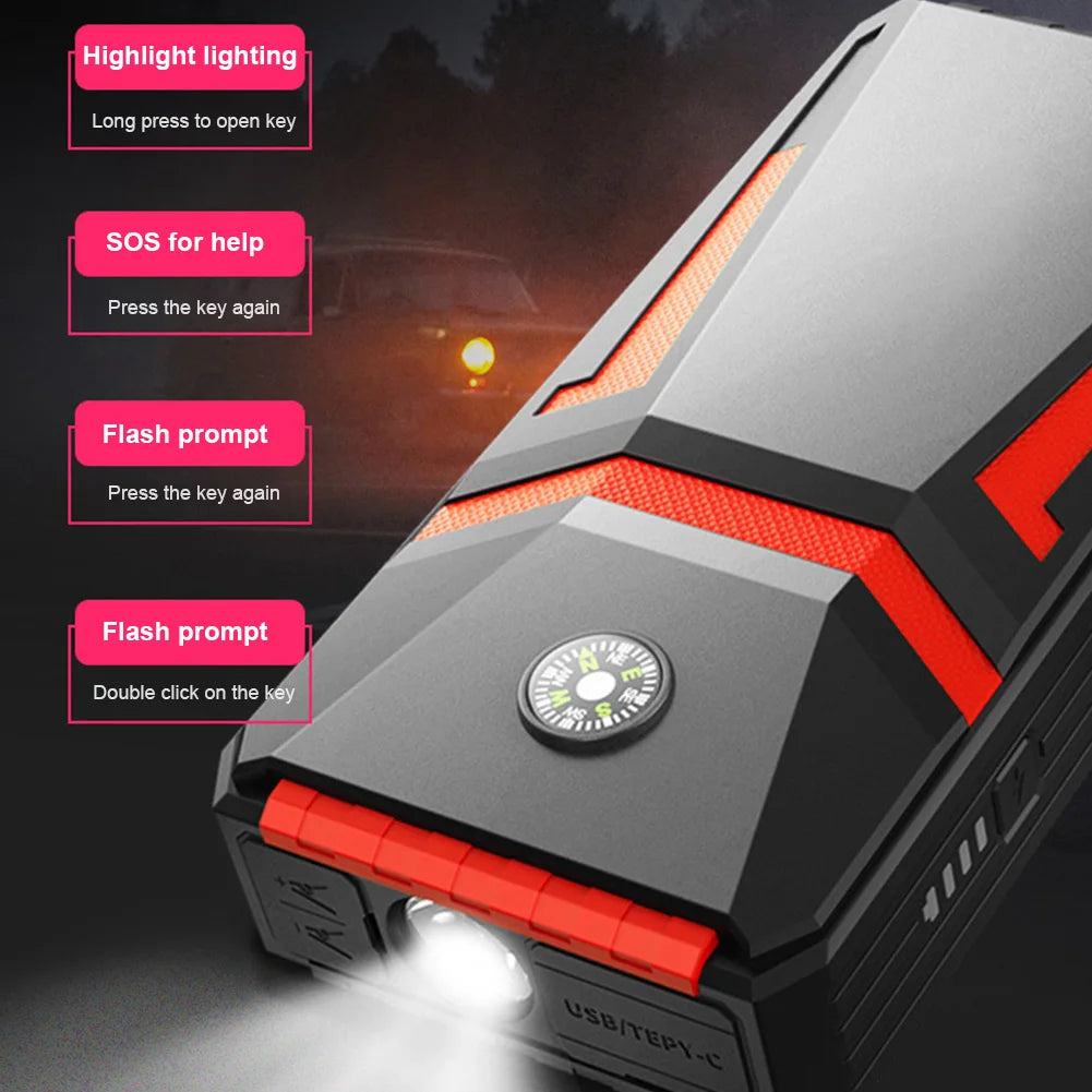 10000mAh Portable Car Jump Starter Power Bank Car Booster Charger 12V Starting Device Petrol Diesel Car Emergency Booster