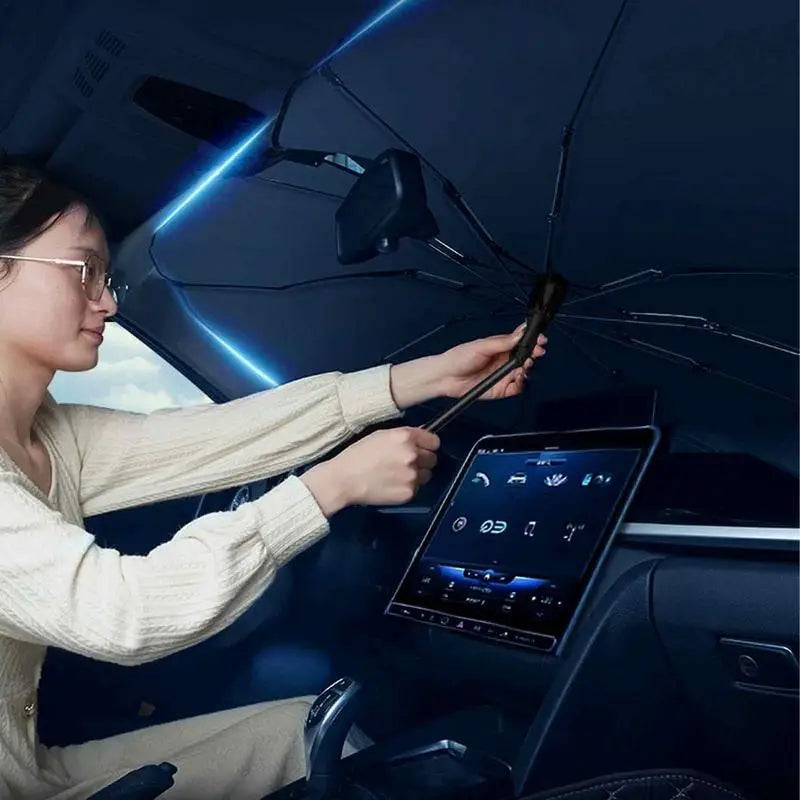 Windshield Umbrella Car Windscreen Sun Shade Foldable UV Block Heat-Resistant Vehicle Accessory 360 Rotation Car Truck SUV Etc.