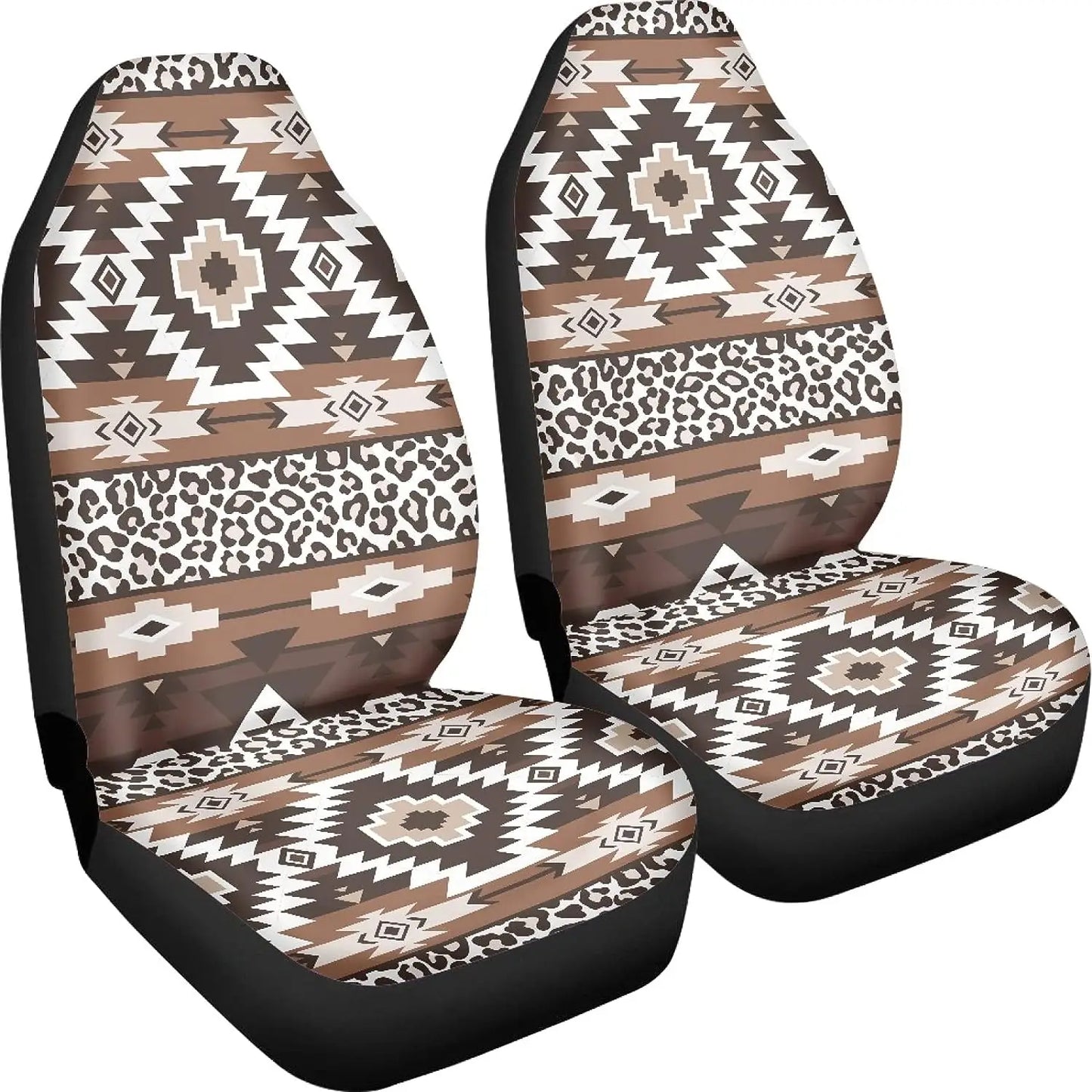 Leopard Tribal Print Car Seat Covers Front Seats Only Breathable Bucket Seat Protector Universal Fit for Most Cars SUV Sedan 2pc
