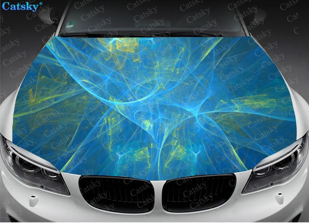 Abstract Blue Water Print Car Hood Vinyl Stickers Wrap Vinyl Film Engine Cover Decals Sticker Car Hood Protective Film