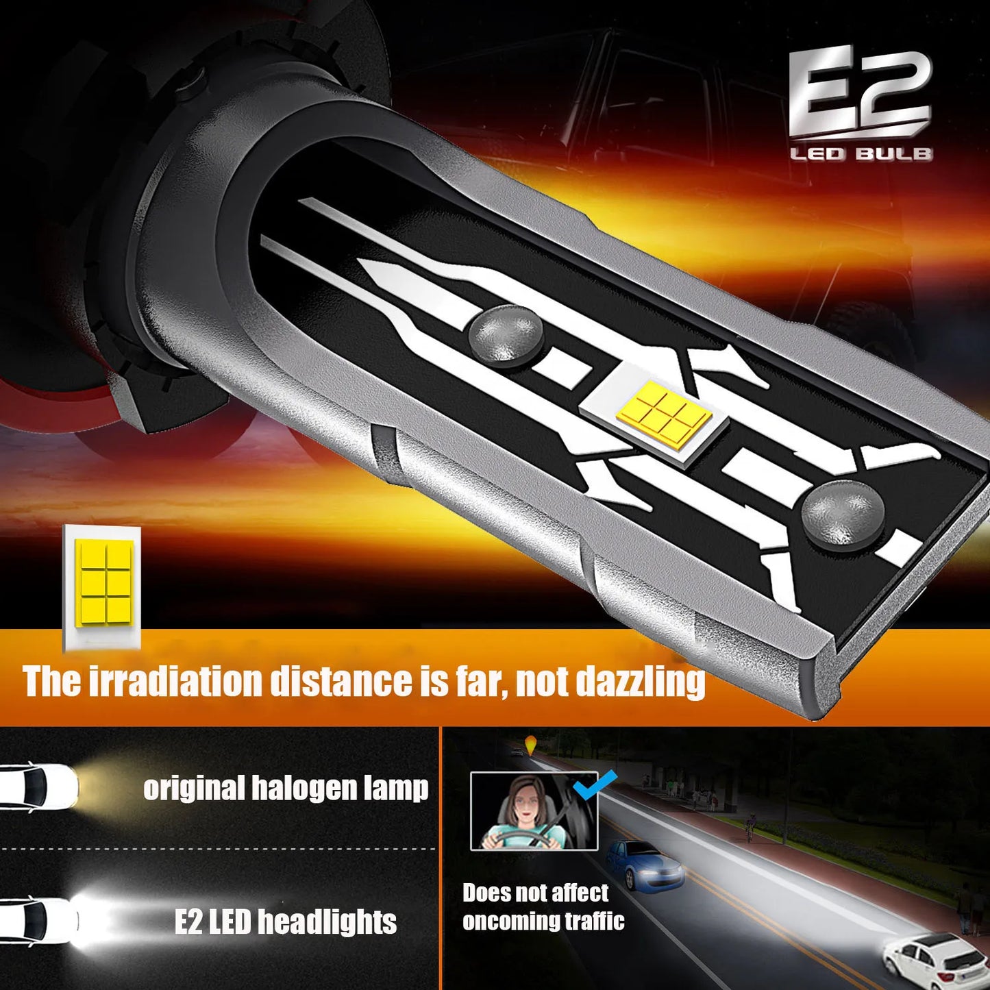 2PCS 30000LM E2 LED Headlight H4 9003 H7 H1 H3 9005 HB3 9006 HB4 H8 H9 H11 H16JP 9012 HIR2 880 881 H27 LED Fog Lamp Bulbs