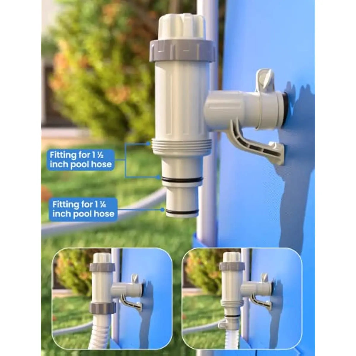 1.25" & 1.5" Swimming Pool Pipe Support with Plunger Valve Replacement for Above Ground Pool Fittings(2 PCS)
