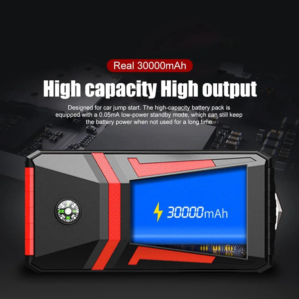 30000mAh 1000A Car Jump Starter Power Bank Portable Emergency Starter Auto Car Battery Booster Mini Starting Device