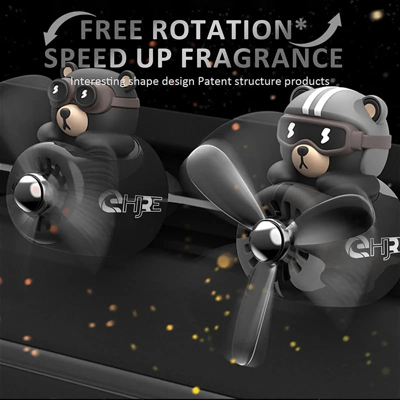 Funny Bear Pilot Car Air Freshener Rotating Propeller Air Outlet Fragrance Perfume Flavoring Accessories